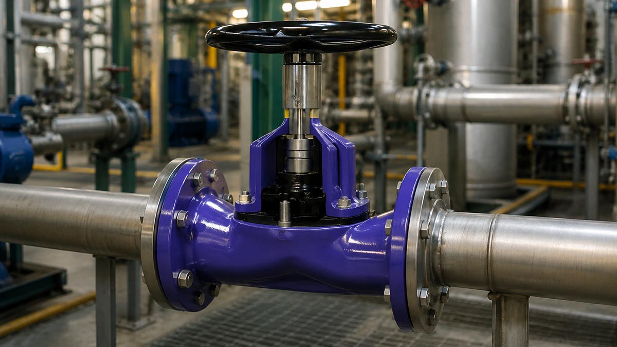 Válvula de Diafragma Tipo KB: Passagem reta para fluidos densos e abrasivos